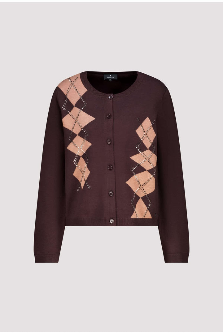 Cardigan à motif losanges et détails bijoux pour femme Monari