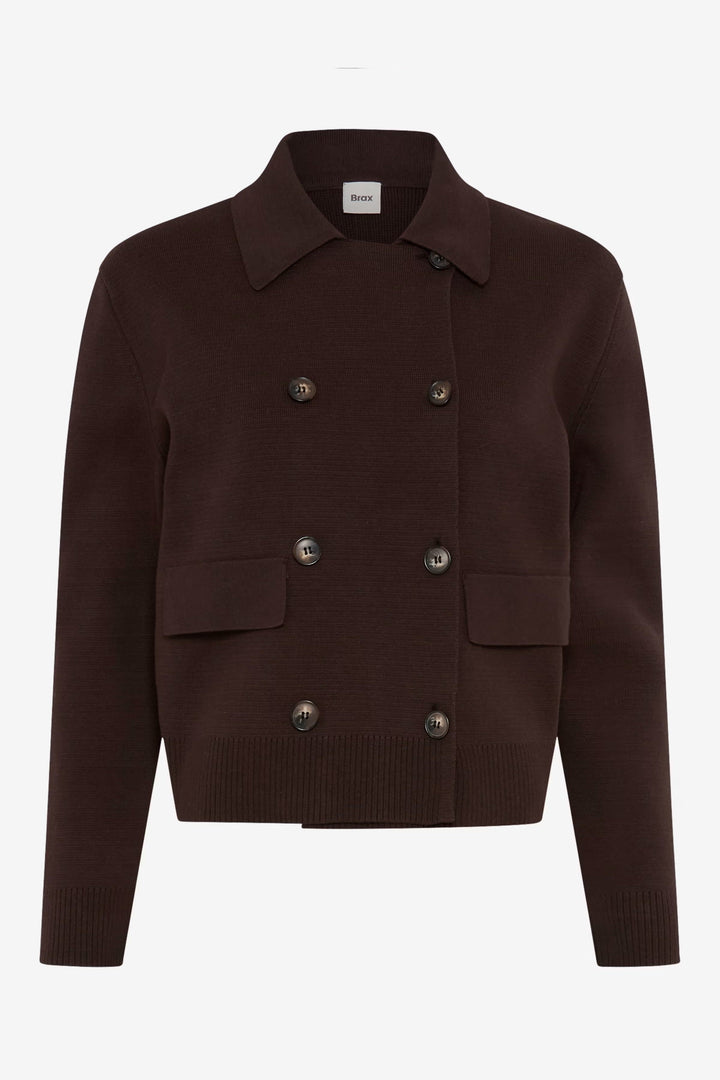 Cardigan Anni structuré à double boutonnage vue de face pour femme Brax
