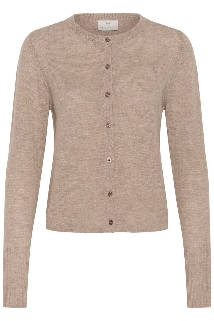 Cardigan Cashie en tricot à col rond vue de face pour femme Kaffe
