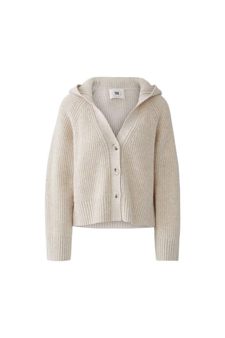 Cardigan court en tricot côtelé vue de face pour femme Oui