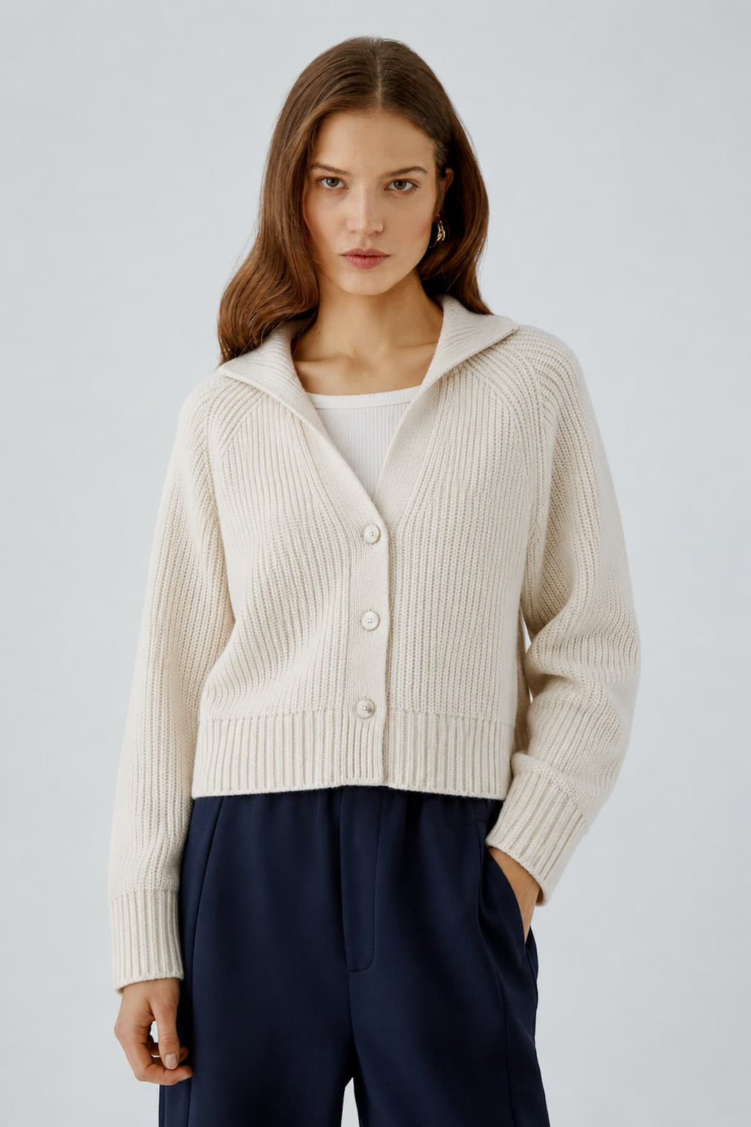 Cardigan court en tricot côtelé pour femme Oui