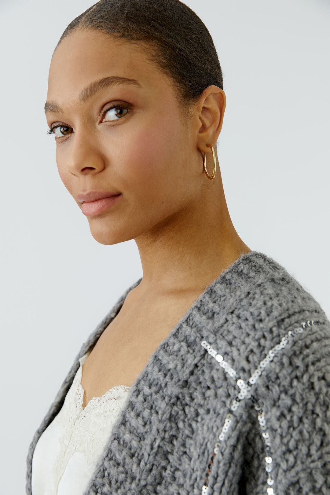 Cardigan en tricot à sequins pour femme Oui