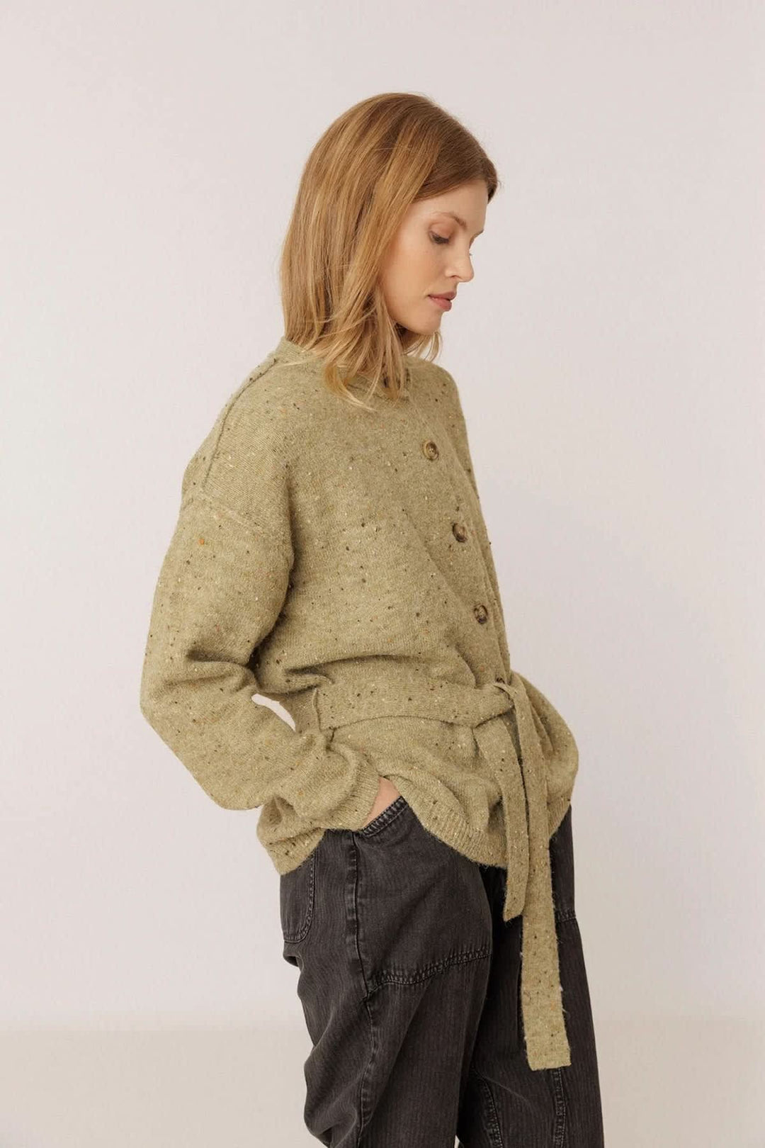 Front view of beige women&