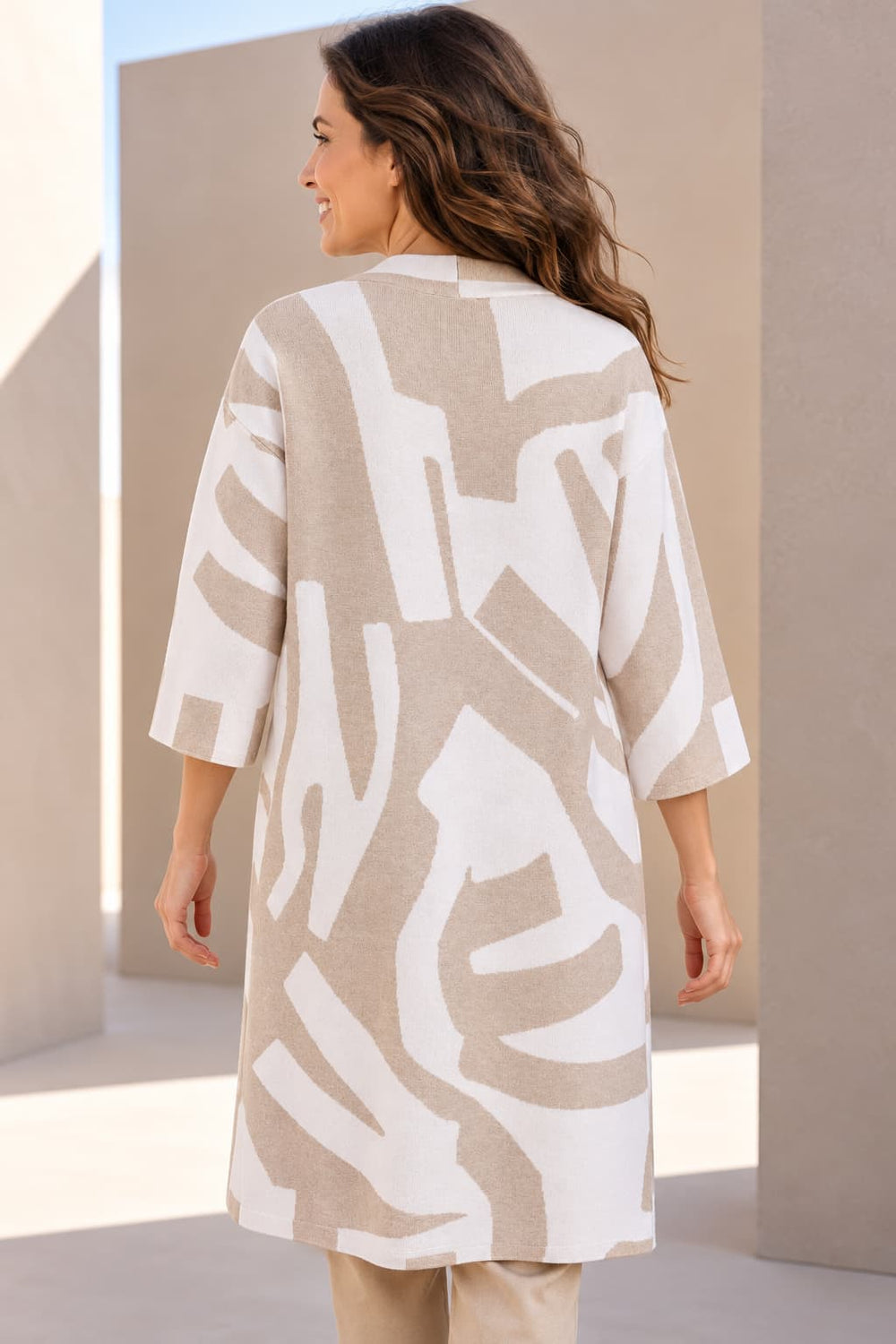 Women's Kennys long abstract-pattern cardigan, front view