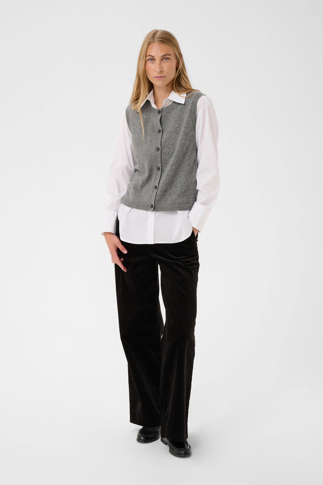 Cardigan sans manches boutonné Cania pour femme Part Two