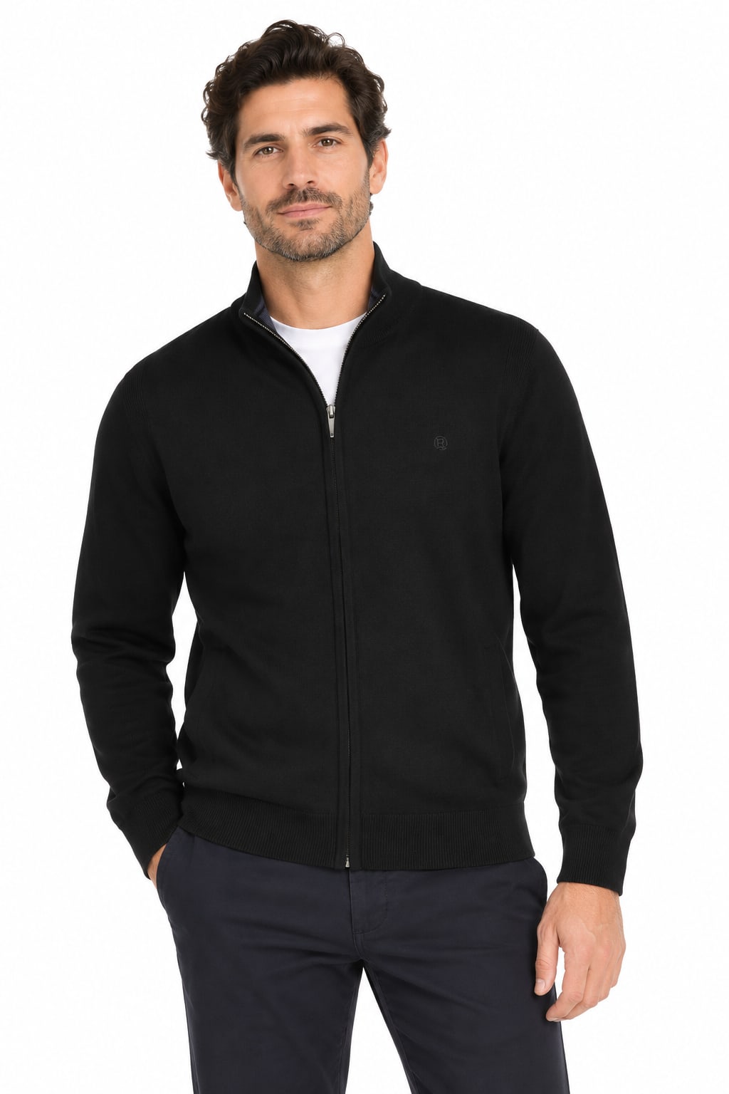 Cardigan zippé à col montant pour homme Fellows United