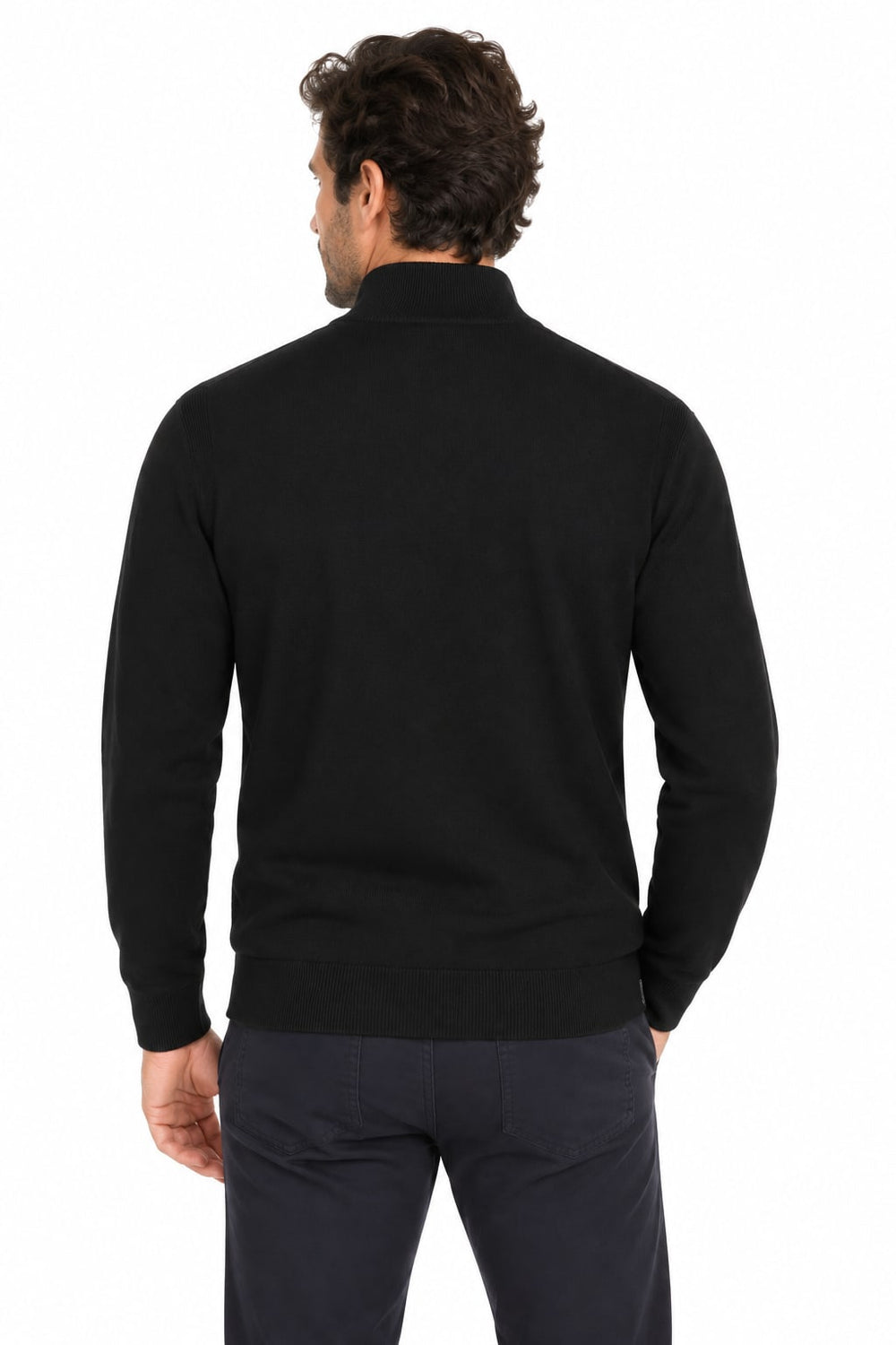 Cardigan zippé à col montant vue de face pour homme Fellows United
