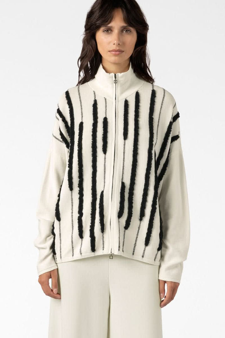Cardigan zippé à motif texturé pour femme sarah pacini