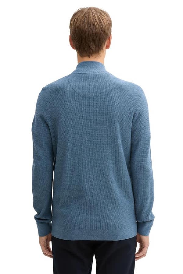 Vue de détail cardigan zippé Tom Tailor pour homme gris avec texture maille - Valérie Simon