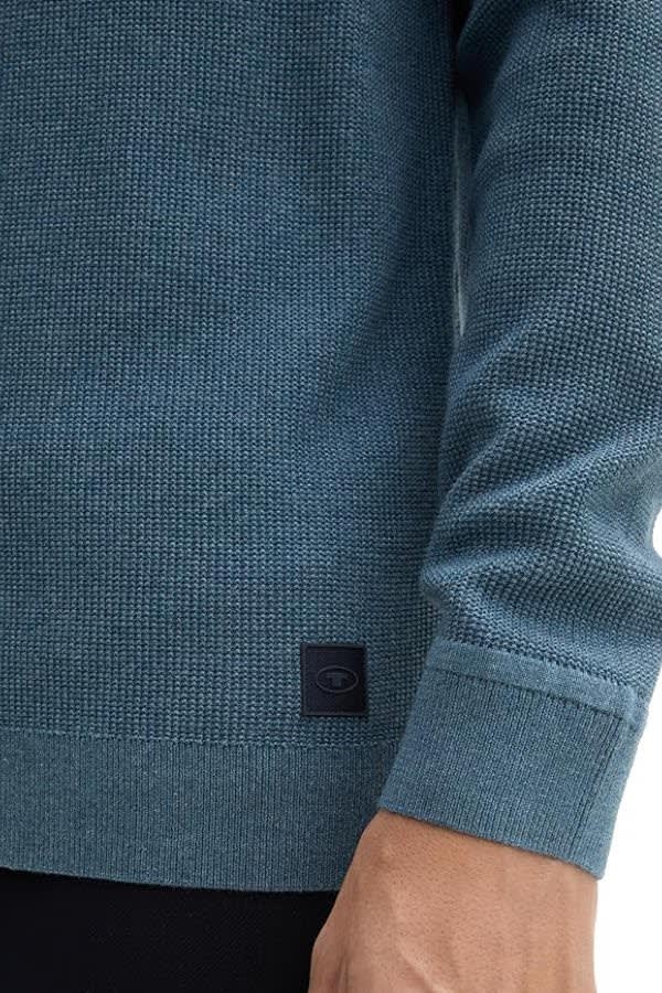 Vue de face cardigan zippé Tom Tailor pour homme gris détails en maille fine - Valérie Simon