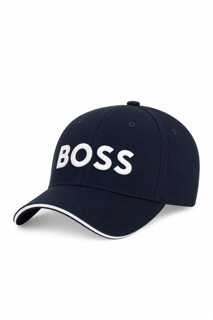 Vue de face casquette BOSS brodé noir avec logo emblématique pour homme - Valérie Simon