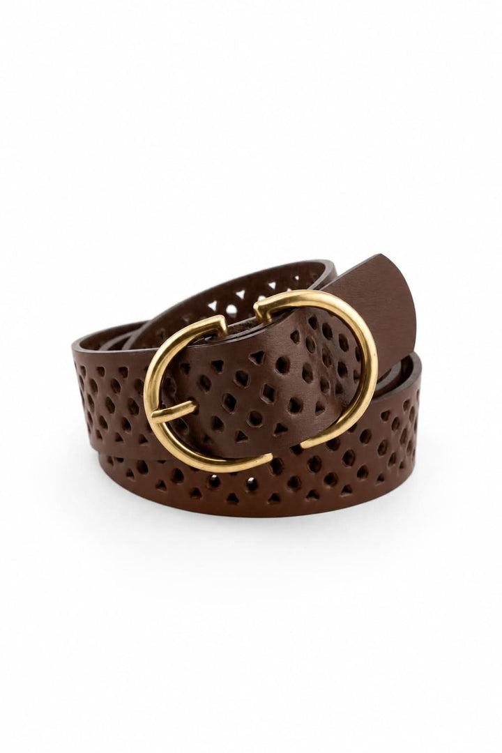 Ceinture ajourée à boucle ovale vue de face pour femme Landes