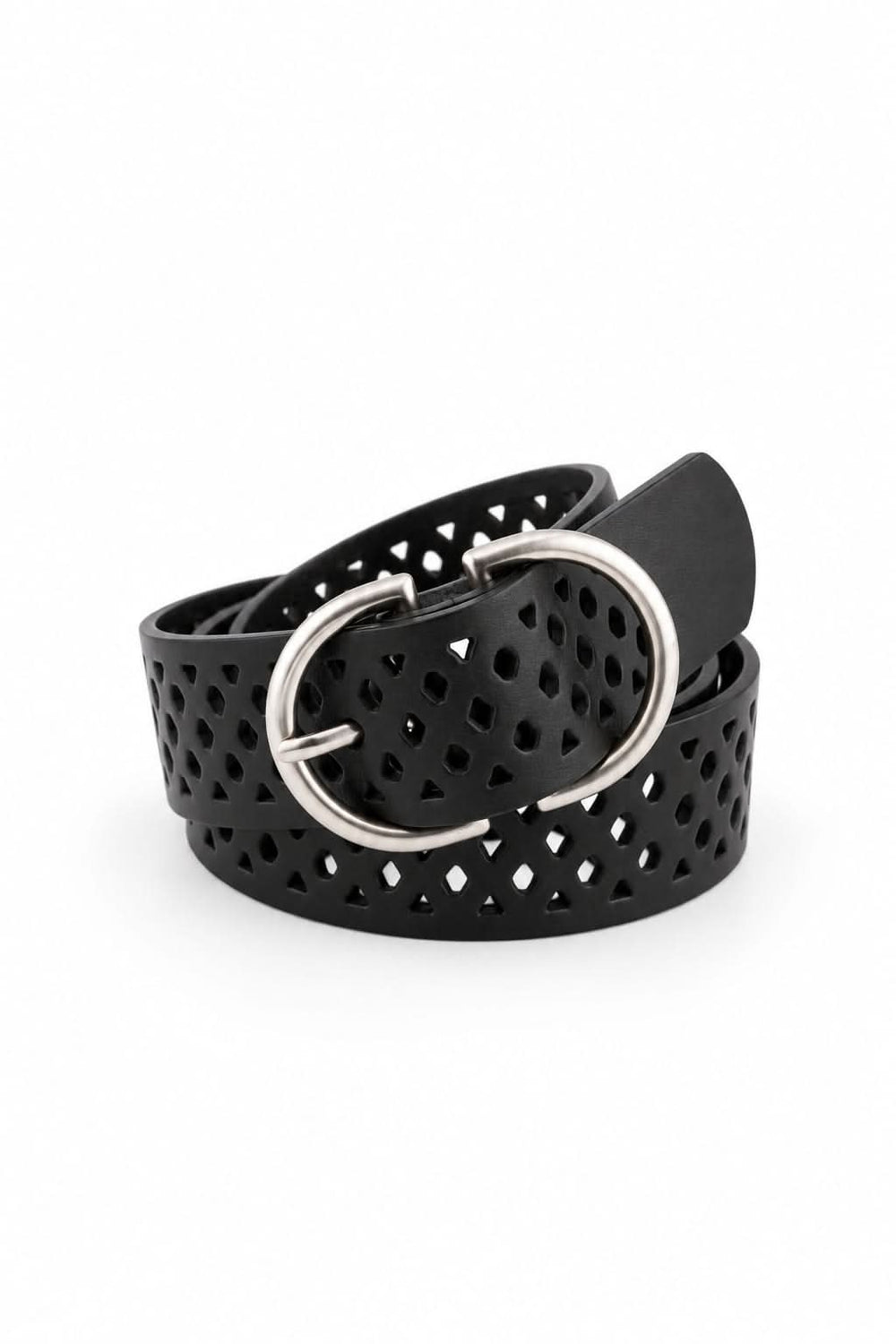 Ceinture ajourée à boucle ovale vue de face pour femme Landes