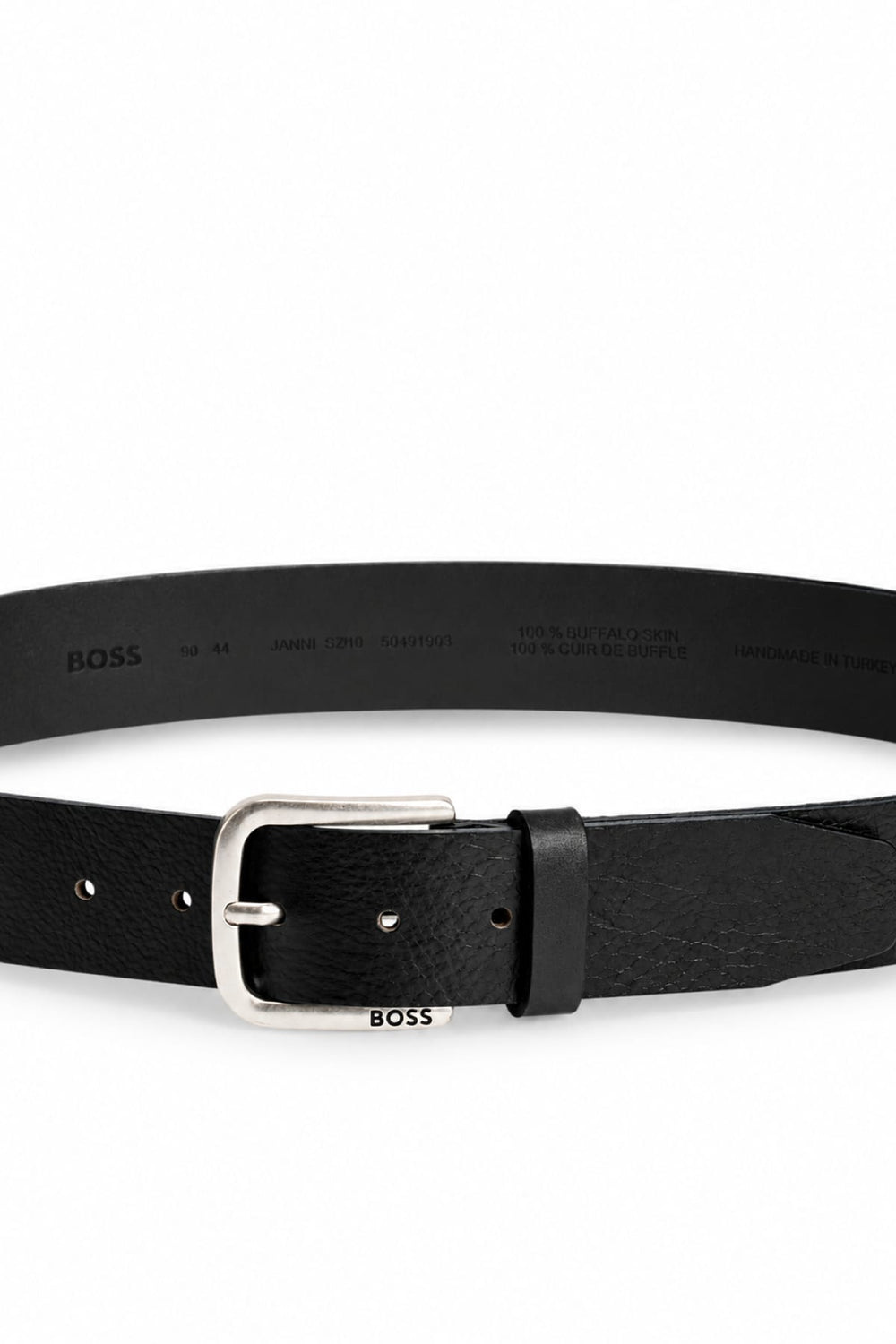 Men's buffalo leather belt with metal buckle by Hugo Boss