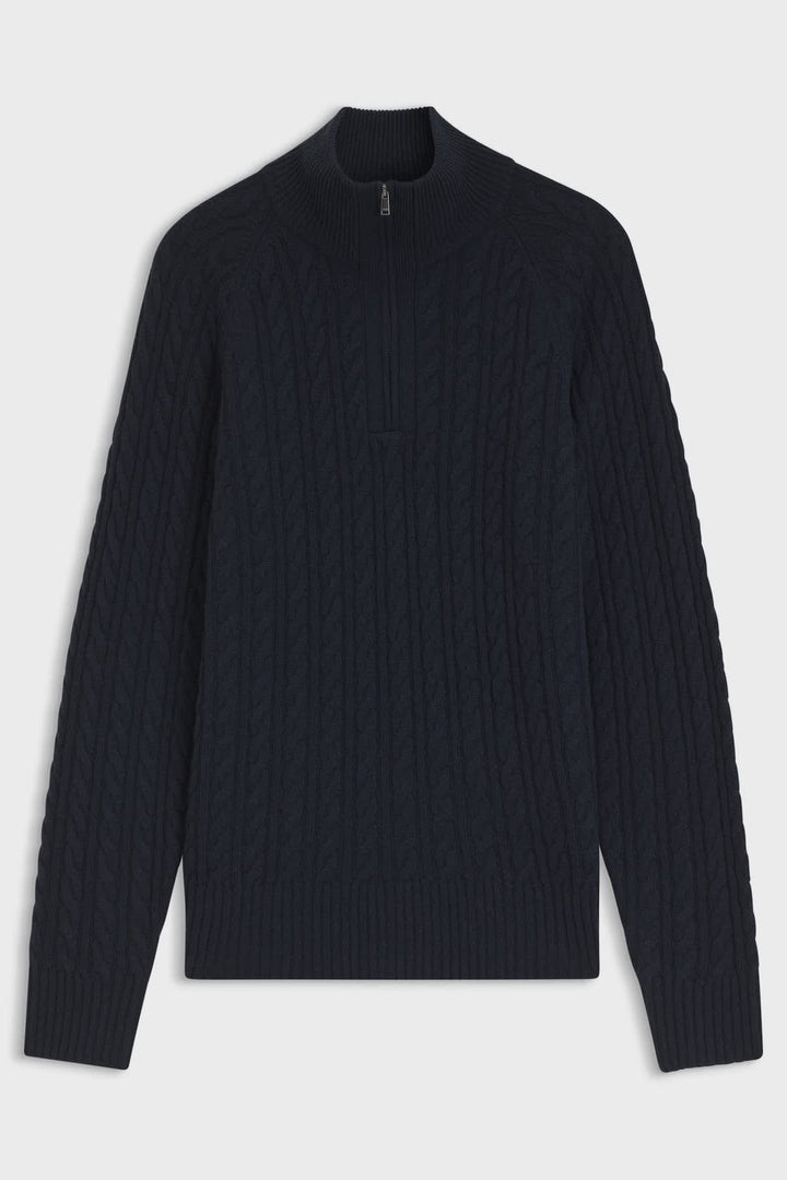 Chandail à demi-zip en tricot torsadé Hugo Boss