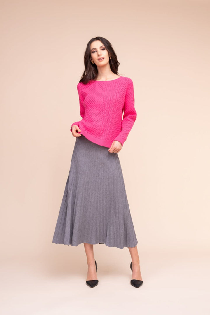 Vue de côté chandail à mailles Alison Sheri gris pour femme avec boutons décoratifs sur l&