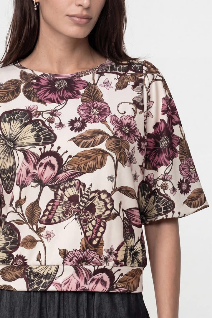 Chandail à manches courtes imprimé floral pour femme Monari