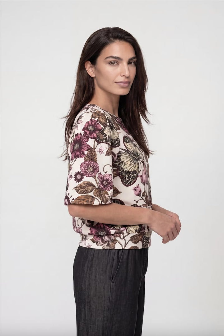 Chandail à manches courtes imprimé floral vue de face pour femme Monari