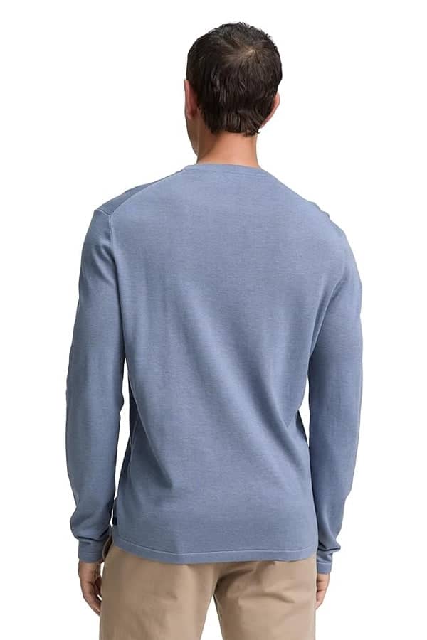 Vue de face chandail Tom Tailor à manches longues bleu pour homme avec texture légère - Valérie Simon