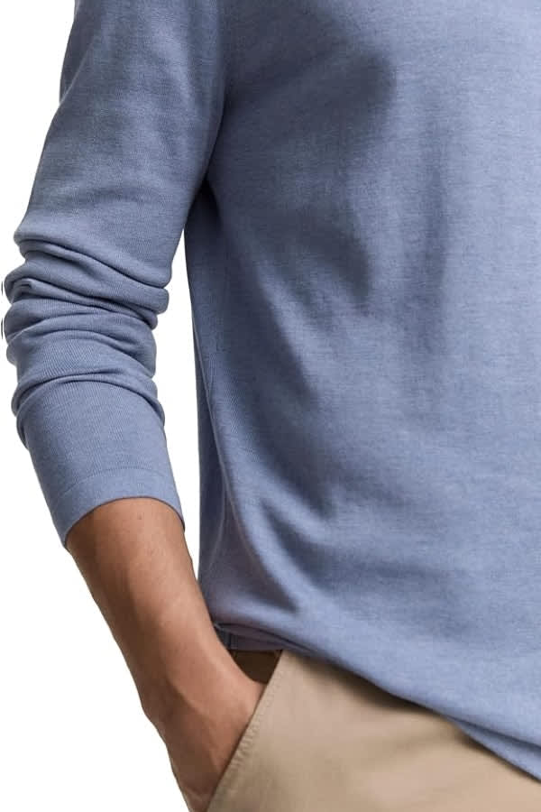 Vue de face chandail en tricot léger Tom Tailor pour homme beige avec détails côtelés - Valérie Simon