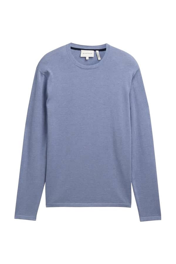 Vue de face chandail en tricot léger Tom Tailor pour homme gris avec manches longues - Valérie Simon