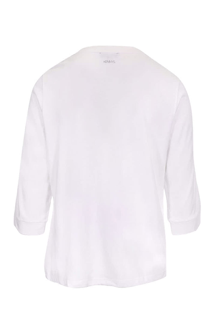 Chandail à manches trois-quarts avec bandes contrastantes vue de face pour femme kennys