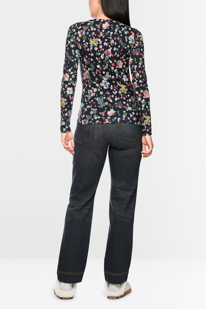 Chandail ajusté à manches longues imprimé floral vue de face pour femme Marc Cain