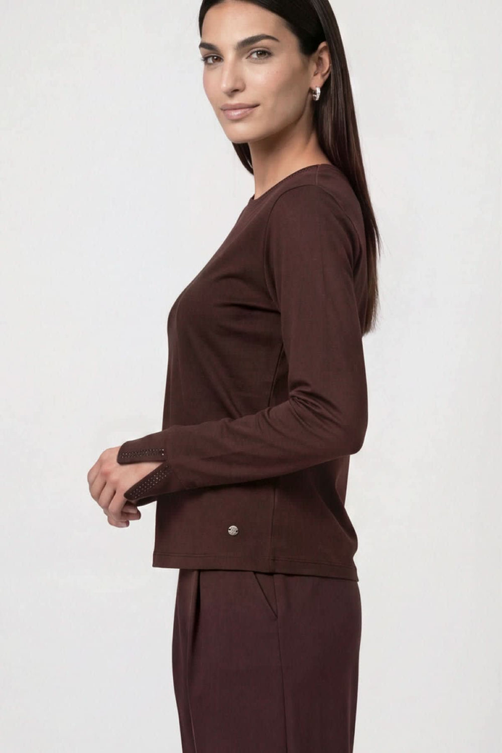 Chandail en coton à détails de strass pour femme Monari