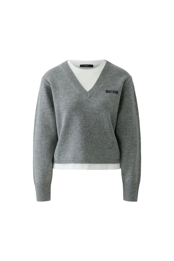 Chandail en tricot à col en V pour femme Oui