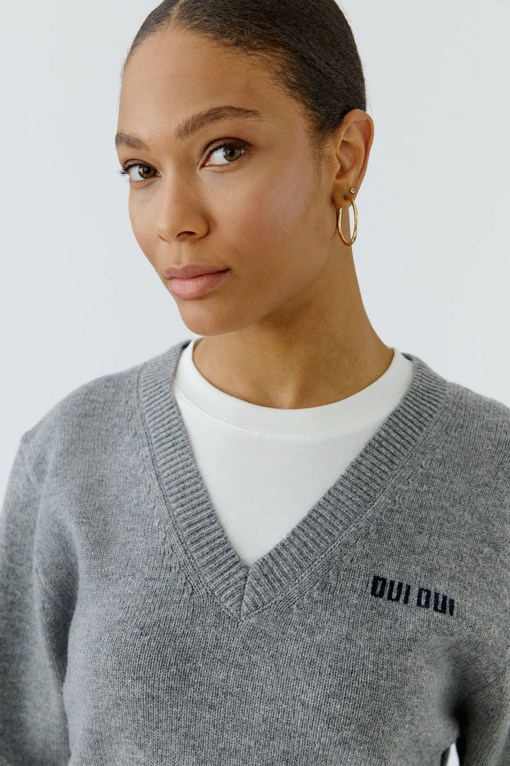 Chandail en tricot à col en V pour femme Oui