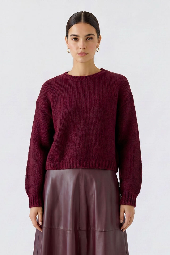 Chandail en tricot à encolure ronde pour femme Oui