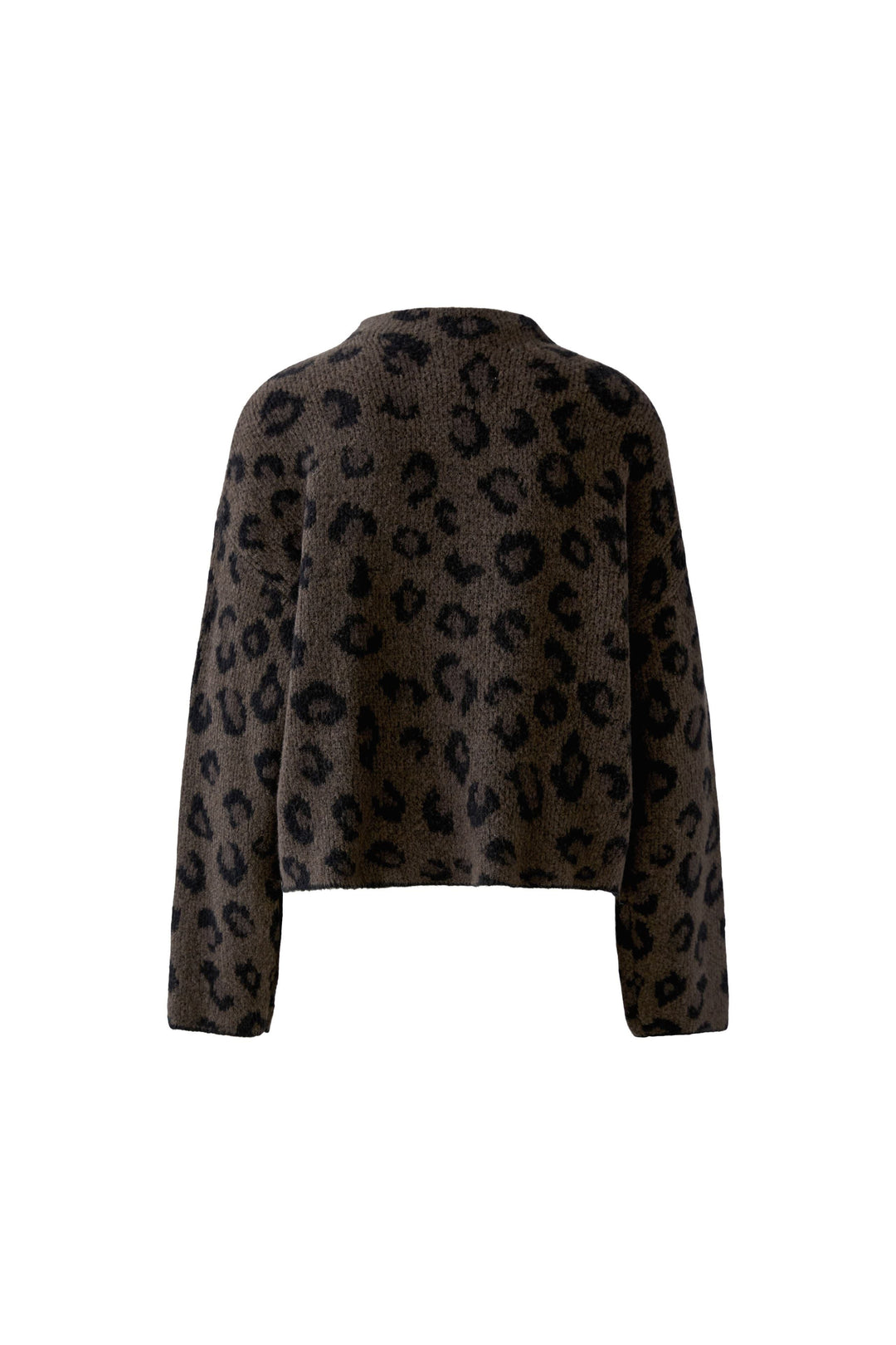 Chandail en tricot à imprimé léopard beige et noir vue de face pour femme Oui