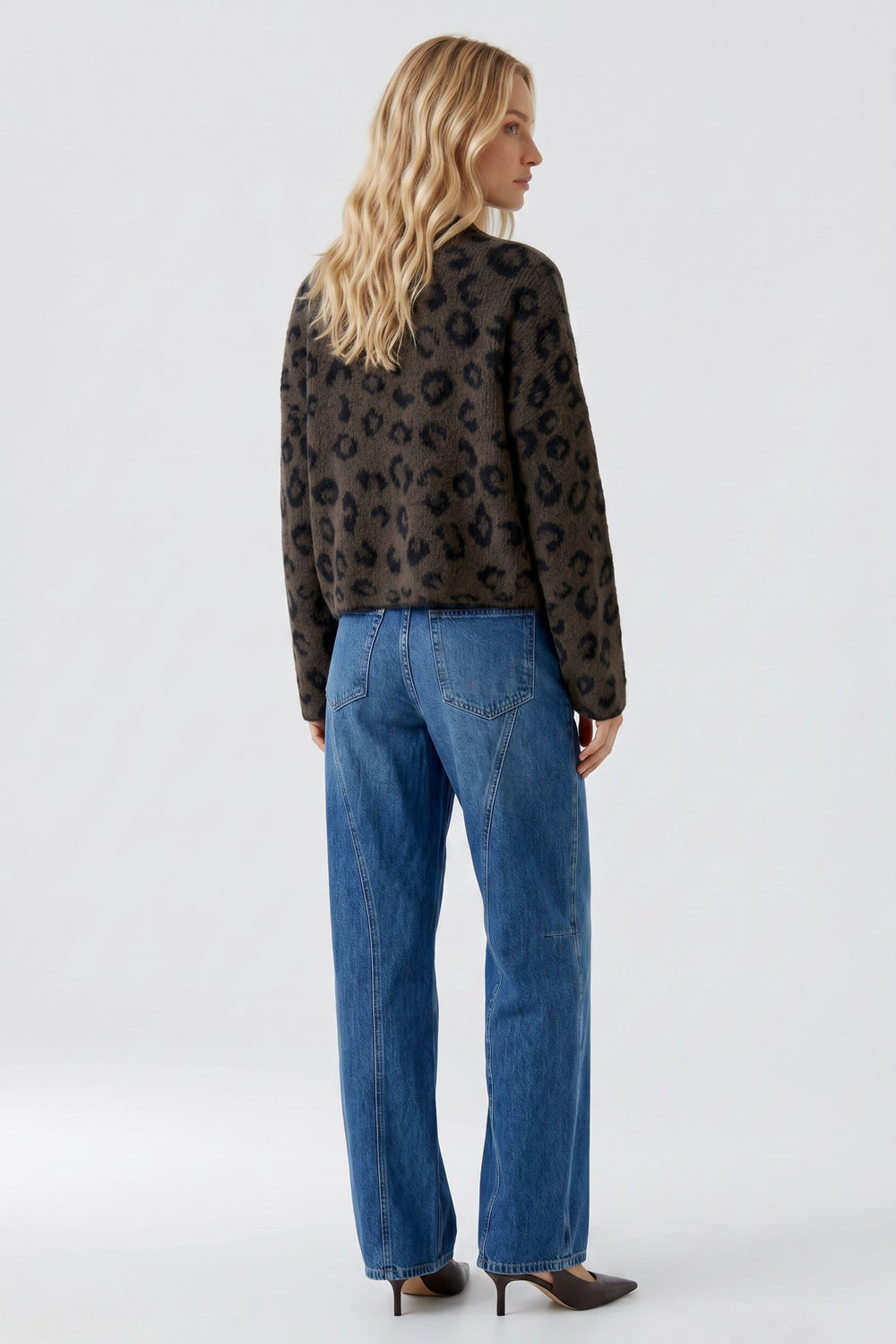 Chandail en tricot à imprimé léopard pour femme Oui