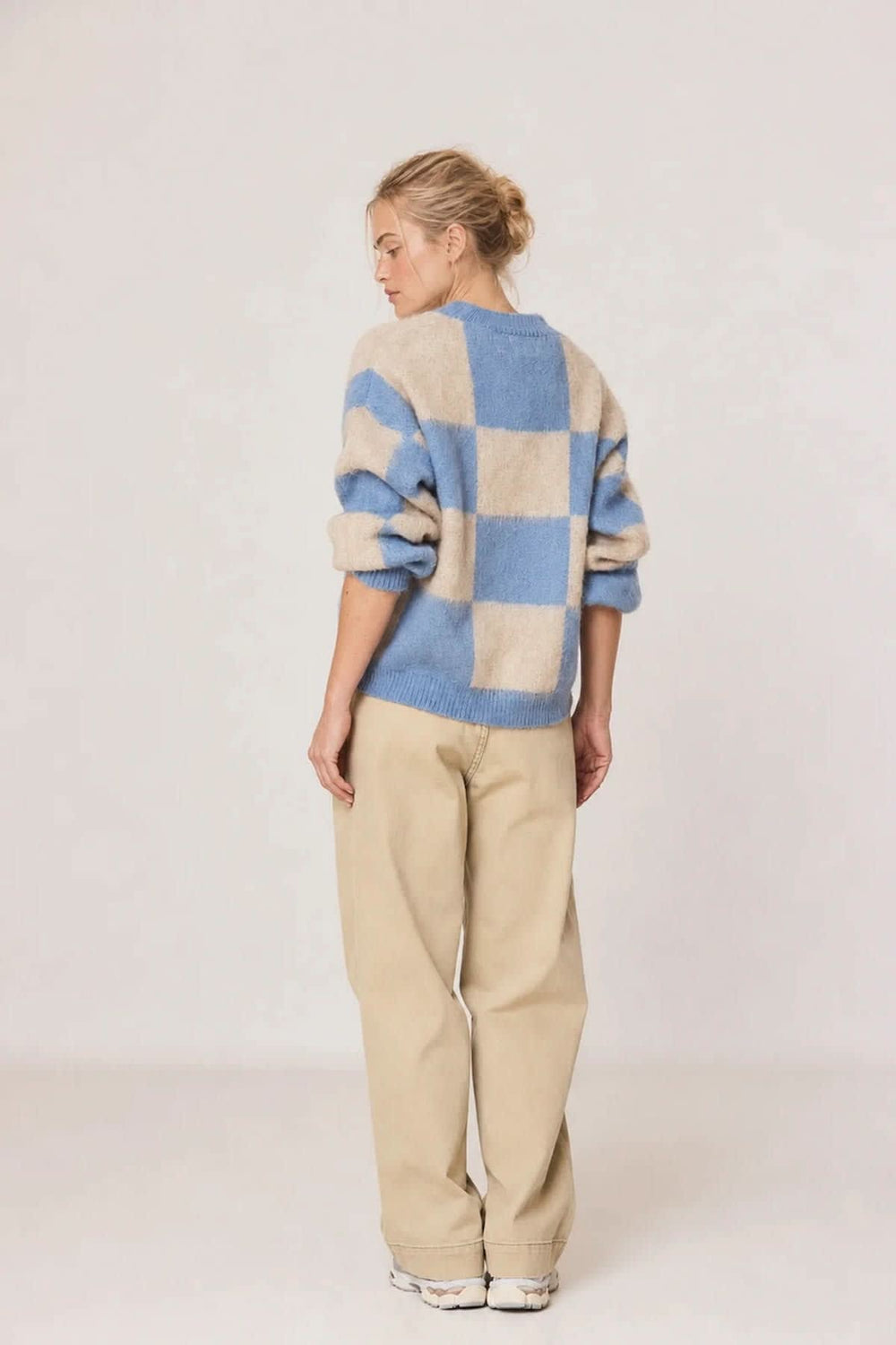 Chandail en tricot à motif damier pour femme Indi & cold