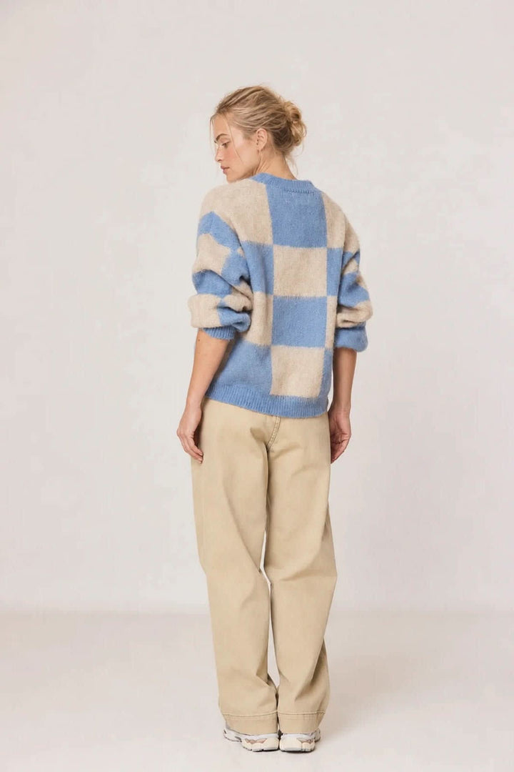 Chandail en tricot à motif damier pour femme Indi &amp; cold
