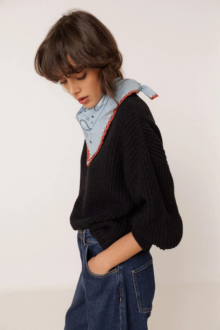 Chandail en tricot côtelé à col montant pour femme Indi &amp; cold
