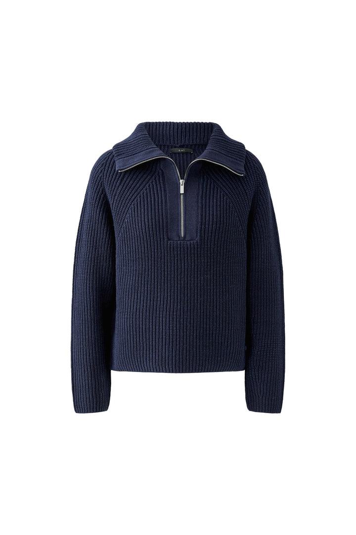 Chandail en tricot côtelé à col zippé pour femme Oui