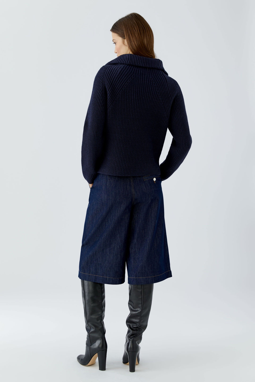 Chandail en tricot côtelé à col zippé pour femme Oui
