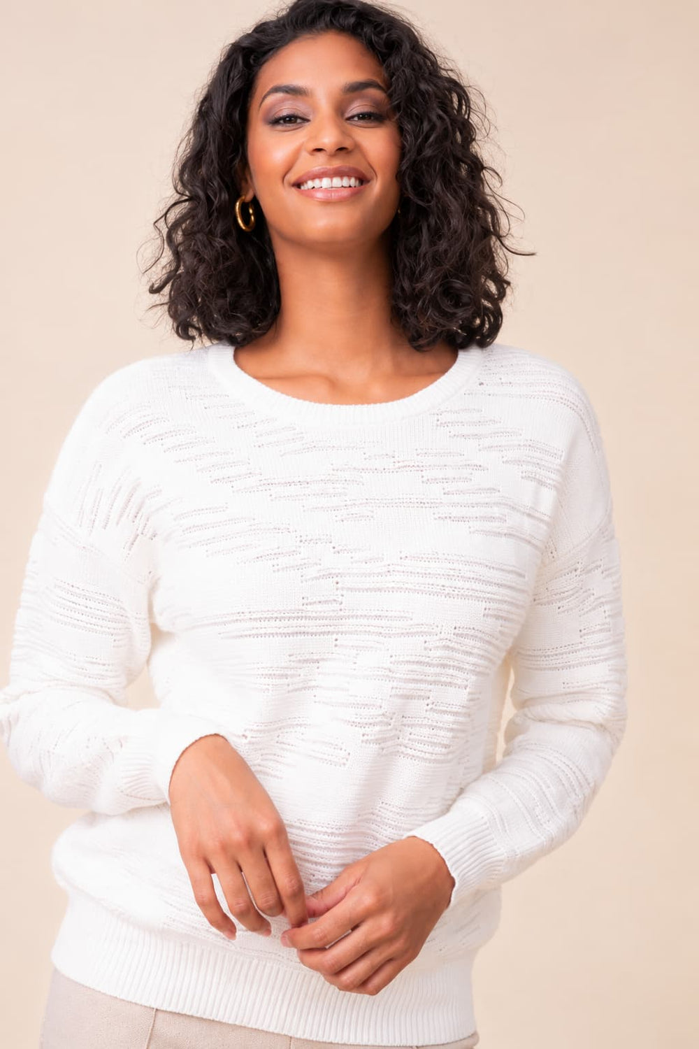Women's textured knit crew-neck sweater Alison Sheri