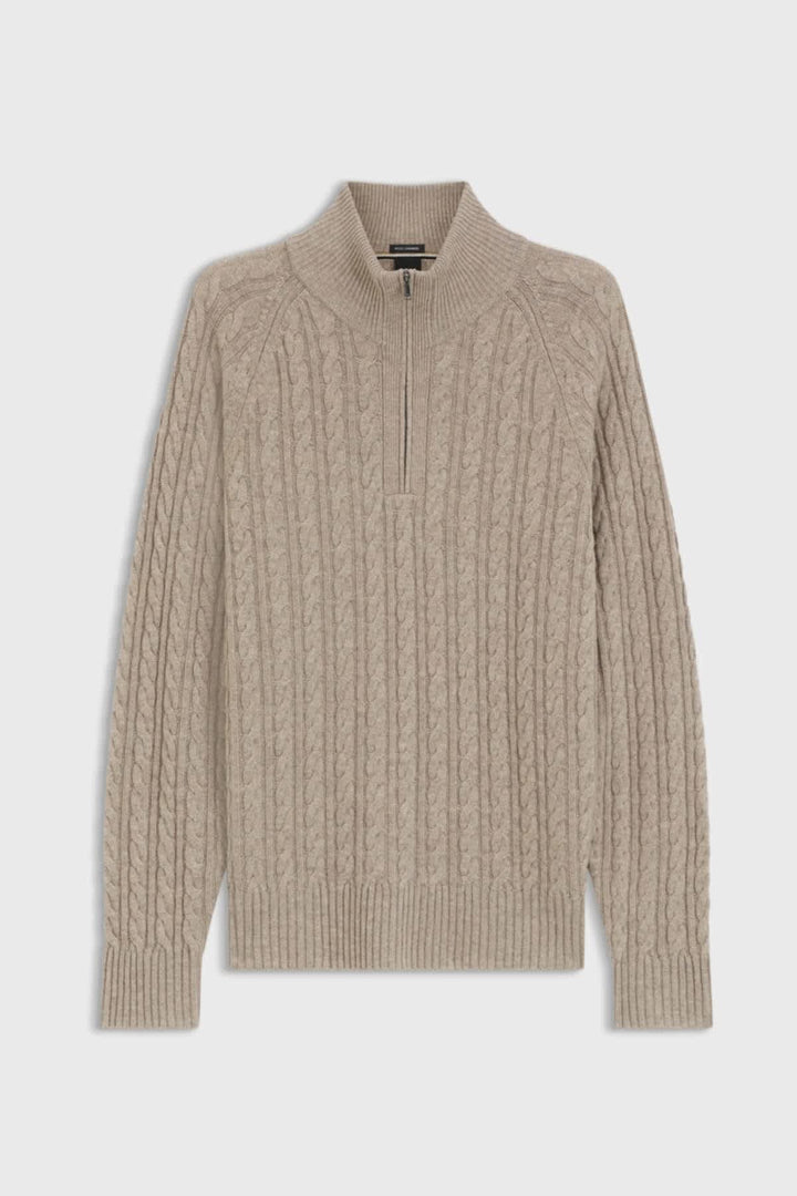 Hugo Boss half-zip cable-knit sweater front view