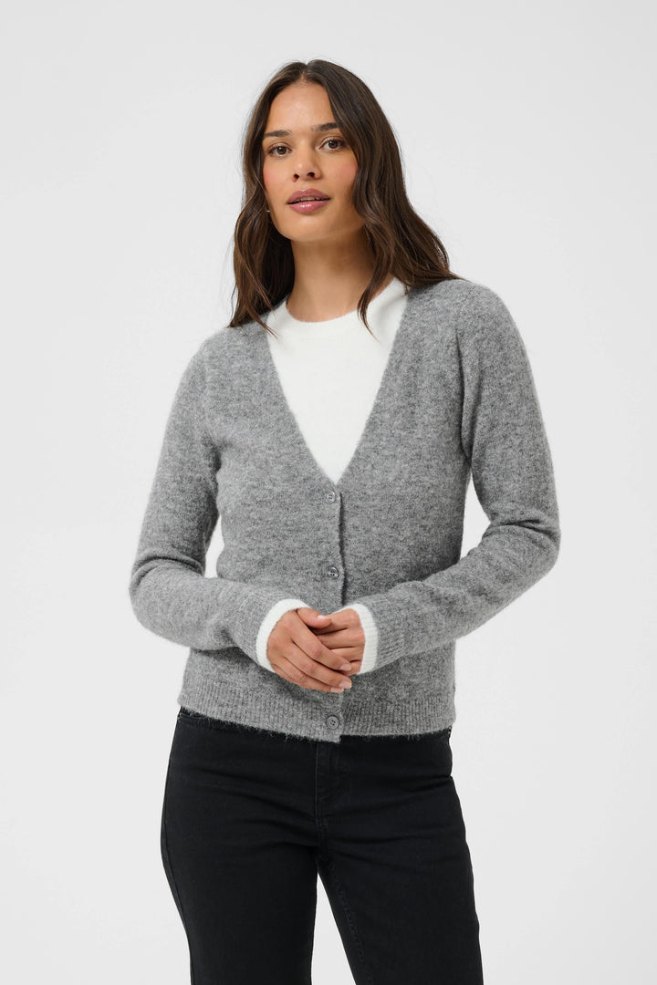 Chandail Kirini en tricot effet superposé vue de face pour femme Kaffe