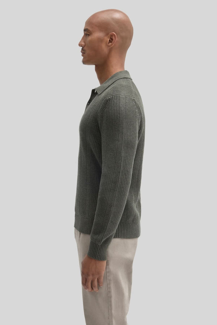 Chandail polo en coton à maille texturée vue de face pour homme Robert barakett