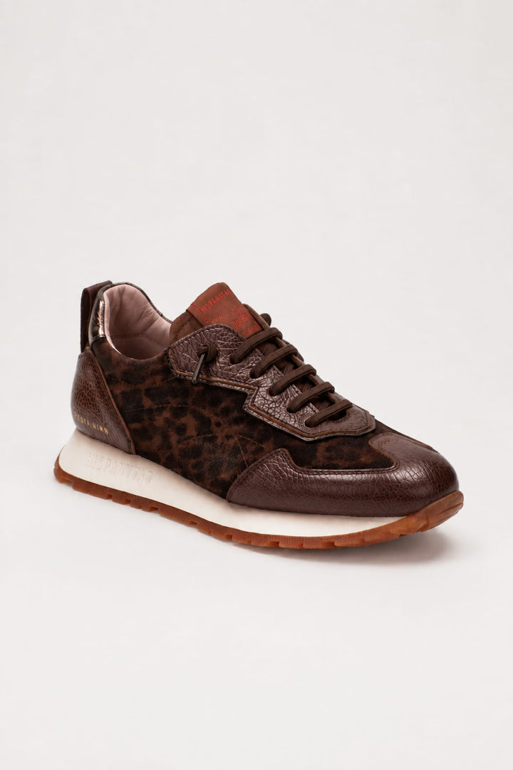 Chaussures de ville Kansas en cuir texturé à effet léopard vue de côté pour femme Hispanitas