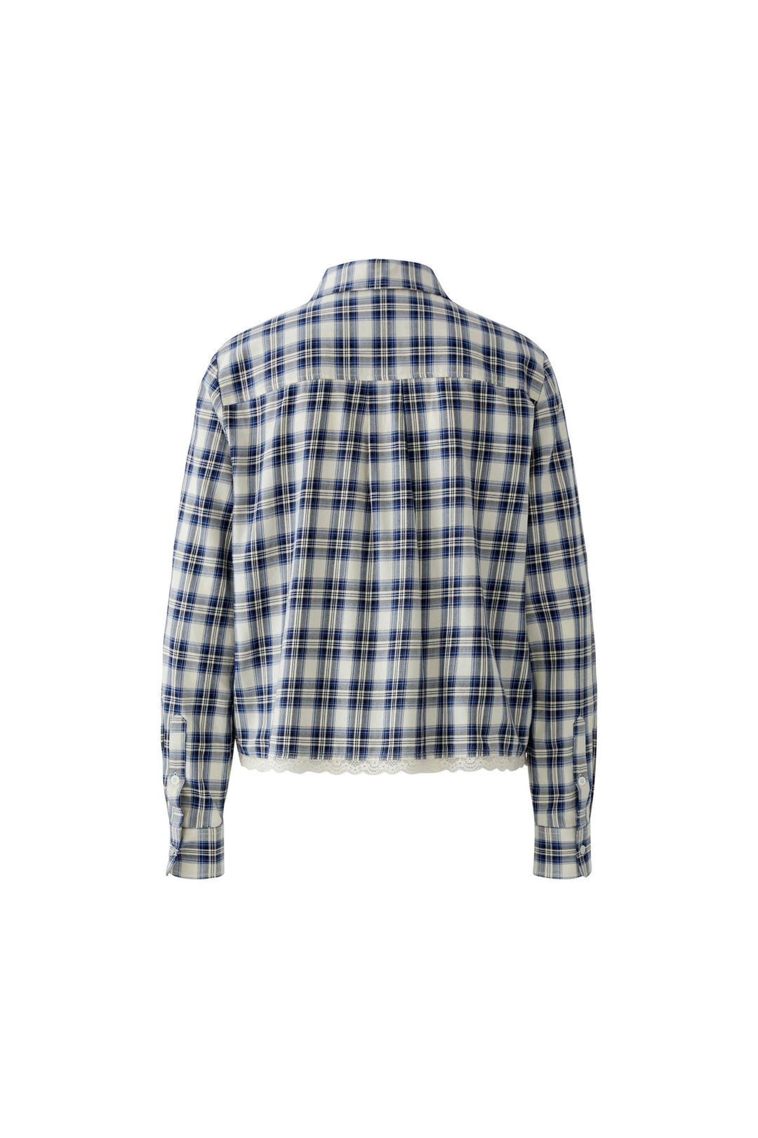 Chemise à carreaux avec bordure en dentelle vue de face pour femme Oui