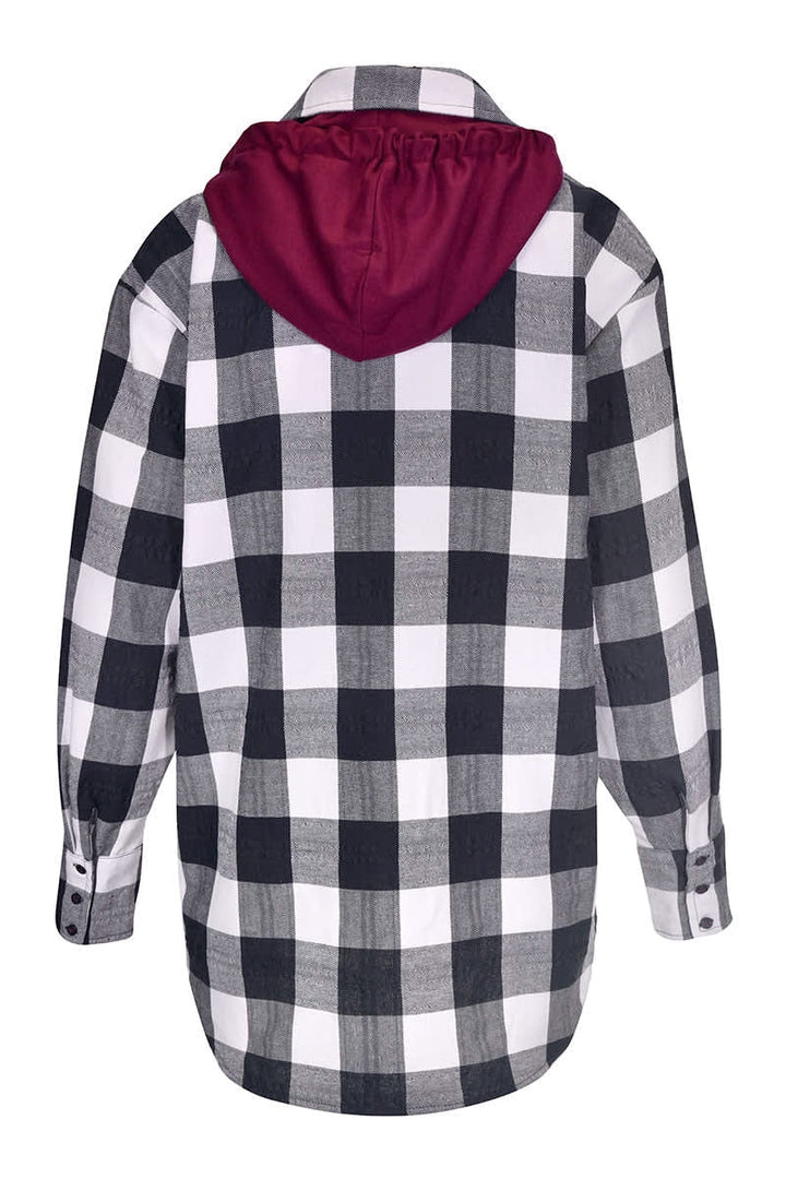 Chemise à carreaux avec capuchon vue de face pour femme kennys
