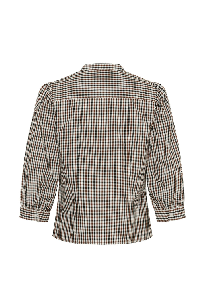 Chemise à carreaux à manches bouffantes vue de face pour femme Part Two