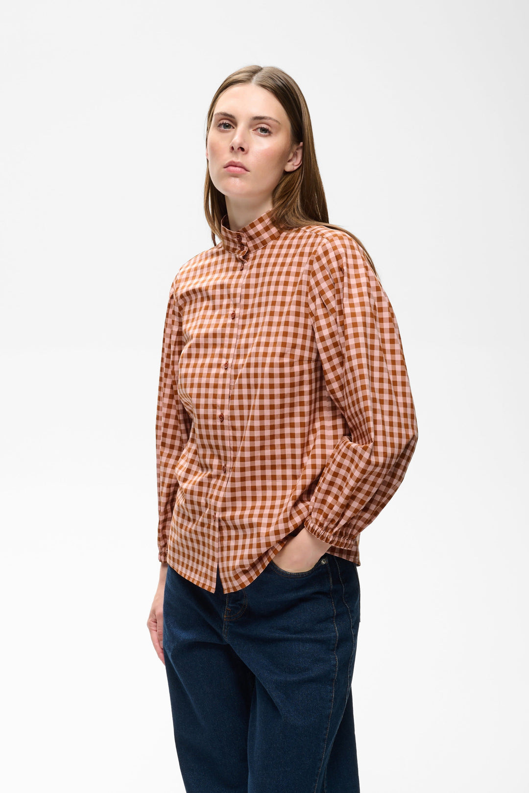 Chemise à carreaux à manches volumineuses pour femme Inwear