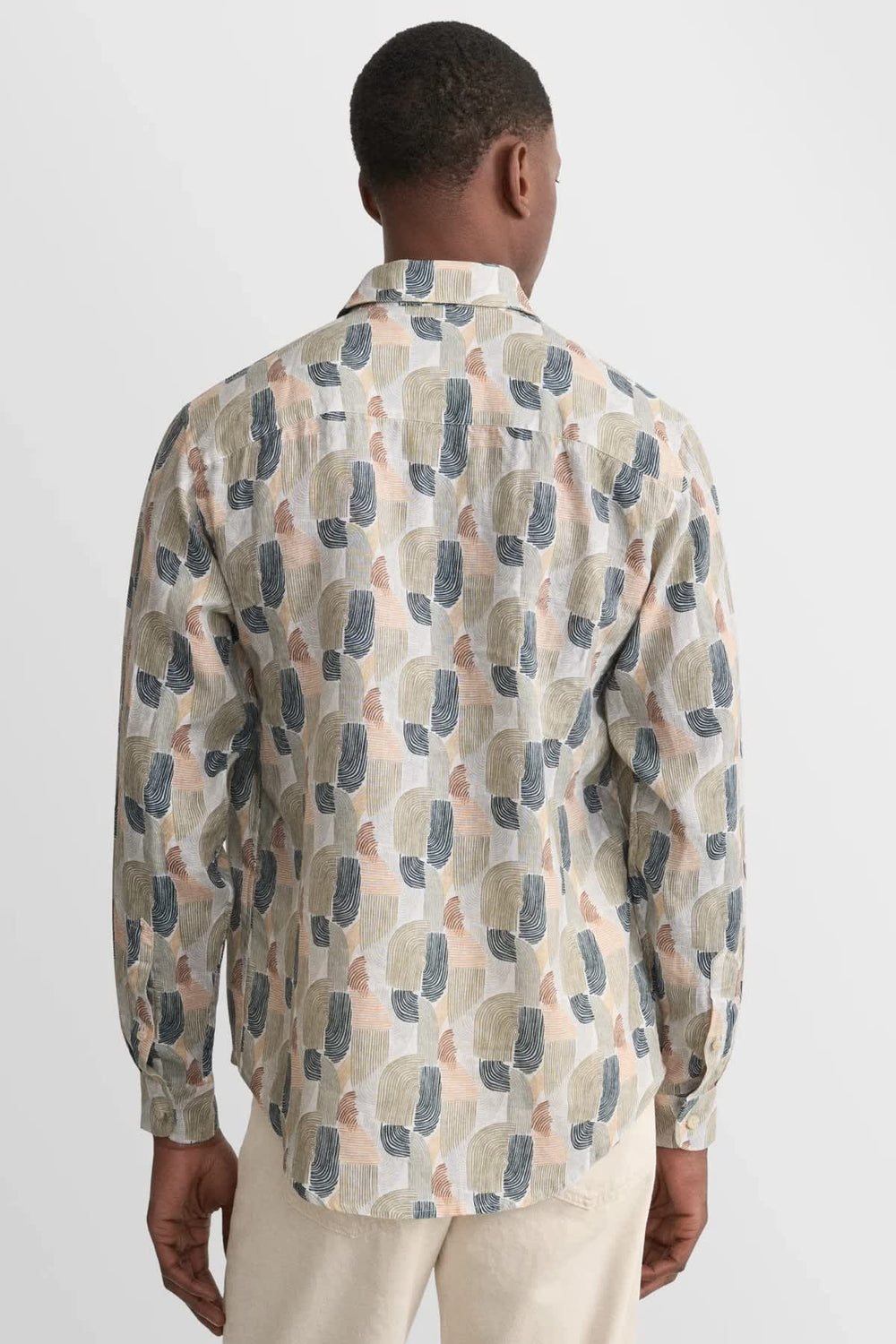 Front view of a men's Eton shirt with a multicolored geometric print - Valérie Simon
