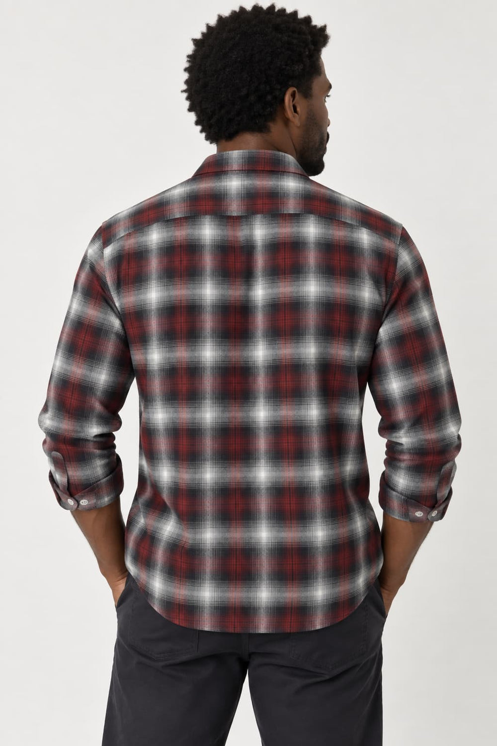 Men's Fradi fitted plaid shirt, front view