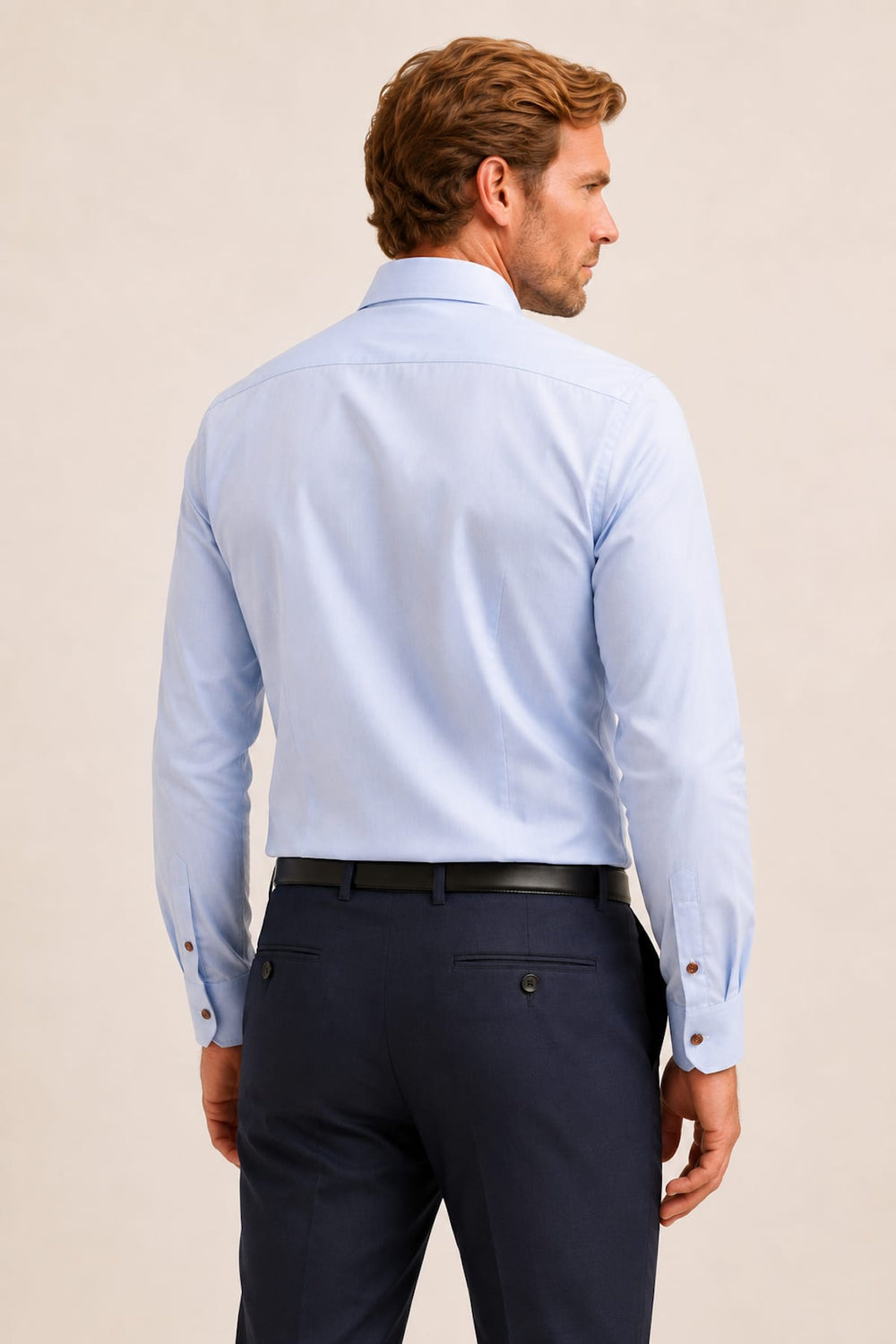 Vue de face chemise paisley Eton homme bleu avec détails fins - Valérie Simon